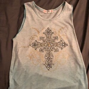 Girls Miss Me tank with trademark cross in middle
